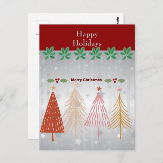 Carte Postale Joyeuses fêtes, Joyeux Noël, design populaire, (Devant / Derrière)