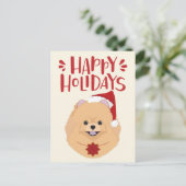 Carte Postale Joyeuses fêtes - Joyeux Noël Poméranien (Debout devant)