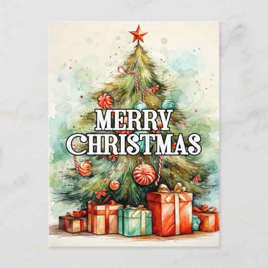 Carte Postale Joyeuses fêtes | Joyeux sapin de Noël (Devant)