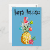 Carte Postale Joyeuses fêtes Noël à l'ananas tropical (Devant / Derrière)