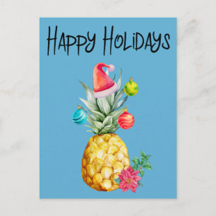 Carte Postale Joyeuses fêtes Noël à l'ananas tropical