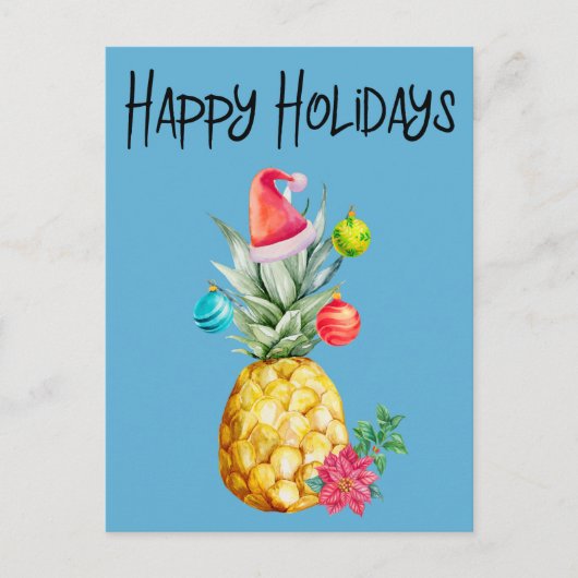 Carte Postale Joyeuses fêtes Noël à l'ananas tropical (Devant)
