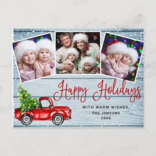 Carte Postale Joyeuses fêtes Noël Camion de ferme rouge 3 Photo