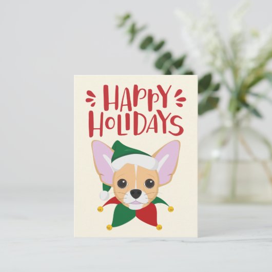 Carte Postale Joyeuses fêtes - Noël du mignon Chihuahua (Debout devant)