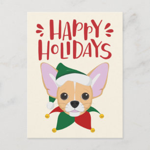 Carte Postale Joyeuses fêtes - Noël du mignon Chihuahua