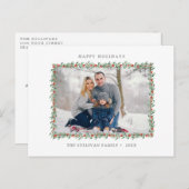Carte Postale Joyeuses fêtes Noël Holly Frame Photo (Devant / Derrière)