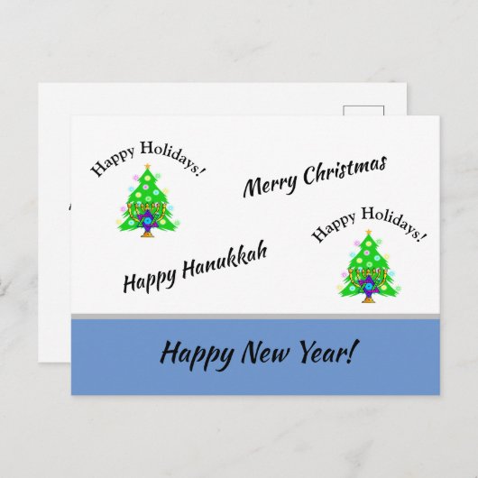 Carte Postale Joyeuses fêtes Nouvel An (Devant / Derrière)