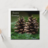 Carte postale Joyeuses Fêtes Pine Cone (Devant/Arrière en situation)