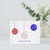 Carte postale Joyeuses Fêtes rouge, blanche et ble (Debout devant)