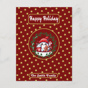 Carte Postale Joyeuses Fêtes Rouge Or Noël