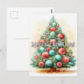 Carte Postale Joyeuses Fêtes | Sapin de Noël Joyeux (Devant / Derrière)