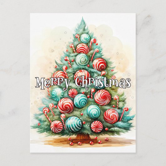 Carte Postale Joyeuses Fêtes | Sapin de Noël Joyeux (Devant)