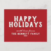 Carte Postale Joyeuses Fêtes Simple Rouge (Devant)