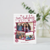 Carte Postale Joyeuses fêtes Snowflake Rustique 3 Photos Collage (Debout devant)