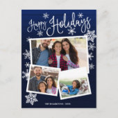 Carte Postale Joyeuses fêtes Snowflake Rustique 3 Photos Collage (Devant)