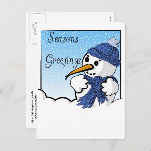 Carte postale Joyeuses Fêtes Snowman (Devant / Derrière)