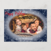 Carte Postale Joyeuses fêtes Snowy Blue cadre photo Noël (Devant)