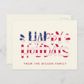Carte Postale Joyeuses fêtes - Typographie du drapeau américain  (Devant / Derrière)