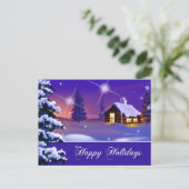 Carte Postale Joyeuses fêtes. Village de neige peinture Noël (Debout devant)