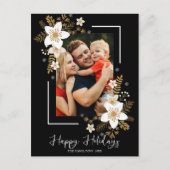 Carte Postale Joyeuses Fleurs blanches Photo de Noël (Devant)