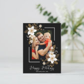 Carte Postale Joyeuses Fleurs blanches Photo de Noël (Debout devant)