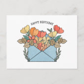 Carte Postale Joyeuses fleurs d'anniversaire illustrées (Devant)