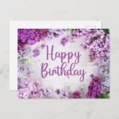 Carte Postale Joyeuses fleurs Lilac rose et violet d'anniversair (Devant / Derrière)