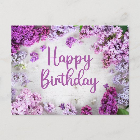 Carte Postale Joyeuses fleurs Lilac rose et violet d'anniversair (Devant)