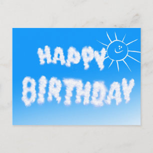 Carte Postale Joyeuses lettres nuageuses d'anniversaire