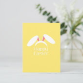 Carte Postale Joyeuses oreilles de lapin blanc de Pâques (Debout devant)
