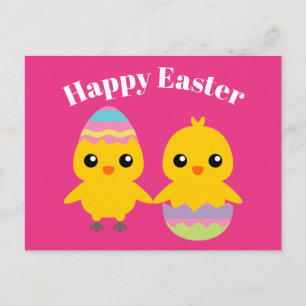 Carte Postale Joyeuses Pâques Adorables poussins