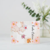 Carte Postale Joyeuses Pâques - avec un lapin et des fleurs (Debout devant)
