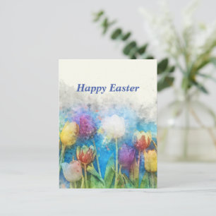 Carte Postale Joyeuses Pâques belles tulipes