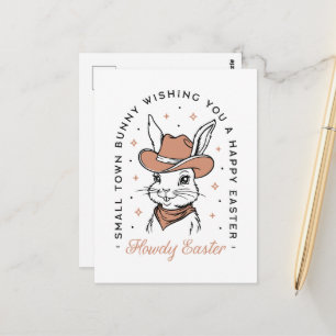 Carte Postale Joyeuses Pâques cowboy lapin souhaits western camp