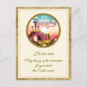 Carte Postale Joyeuses Pâques dimanche bénédictions Il est res