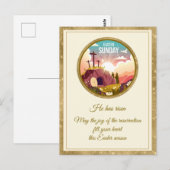 Carte Postale Joyeuses Pâques dimanche bénédictions | Il est res (Devant / Derrière)