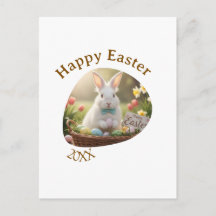Joyeuses Pâques lapin blanc année photo nom de fam