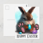 Carte Postale Joyeuses Pâques Lapin et Œufs (Devant / Derrière)