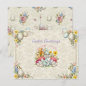 Carte Postale Joyeuses Pâques Lapin Mignon (Devant / Derrière)