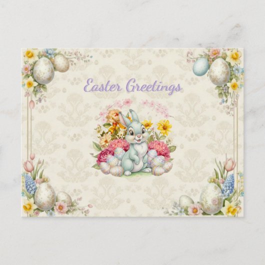 Carte Postale Joyeuses Pâques Lapin Mignon (Devant)