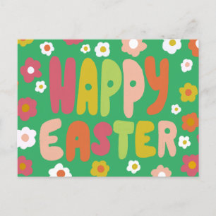 Carte Postale JOYEUSES PÂQUES Lettres Bulles Colorées Printemps 