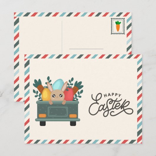 Carte postale joyeuses Pâques marché fermier (Devant / Derrière)