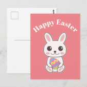 Carte Postale Joyeuses Pâques Petit Lapin Mignon (Devant / Derrière)