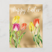 Carte Postale Joyeuses Pâques Tulipe Aquarelle Floral (Devant)