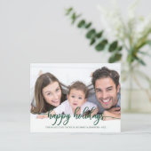 Carte Postale Joyeuses vacances Calligraphie verte Noël (Debout devant)