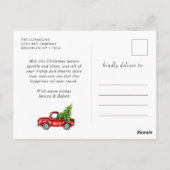 Carte Postale Joyeuses vacances Camion de ferme rouge 4 Photo (Dos)