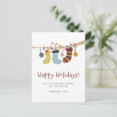 Carte Postale Joyeuses vacances Chaussettes de Noël Salutations (Debout devant)