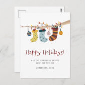 Carte Postale Joyeuses vacances Chaussettes de Noël Salutations (Devant / Derrière)