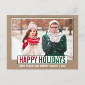 Carte Postale Joyeuses Vacances Modernes Photo Kraft (Devant)