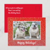 Carte Postale Joyeuses Vacances Parties scintillant Rouge Photo (Devant / Derrière)